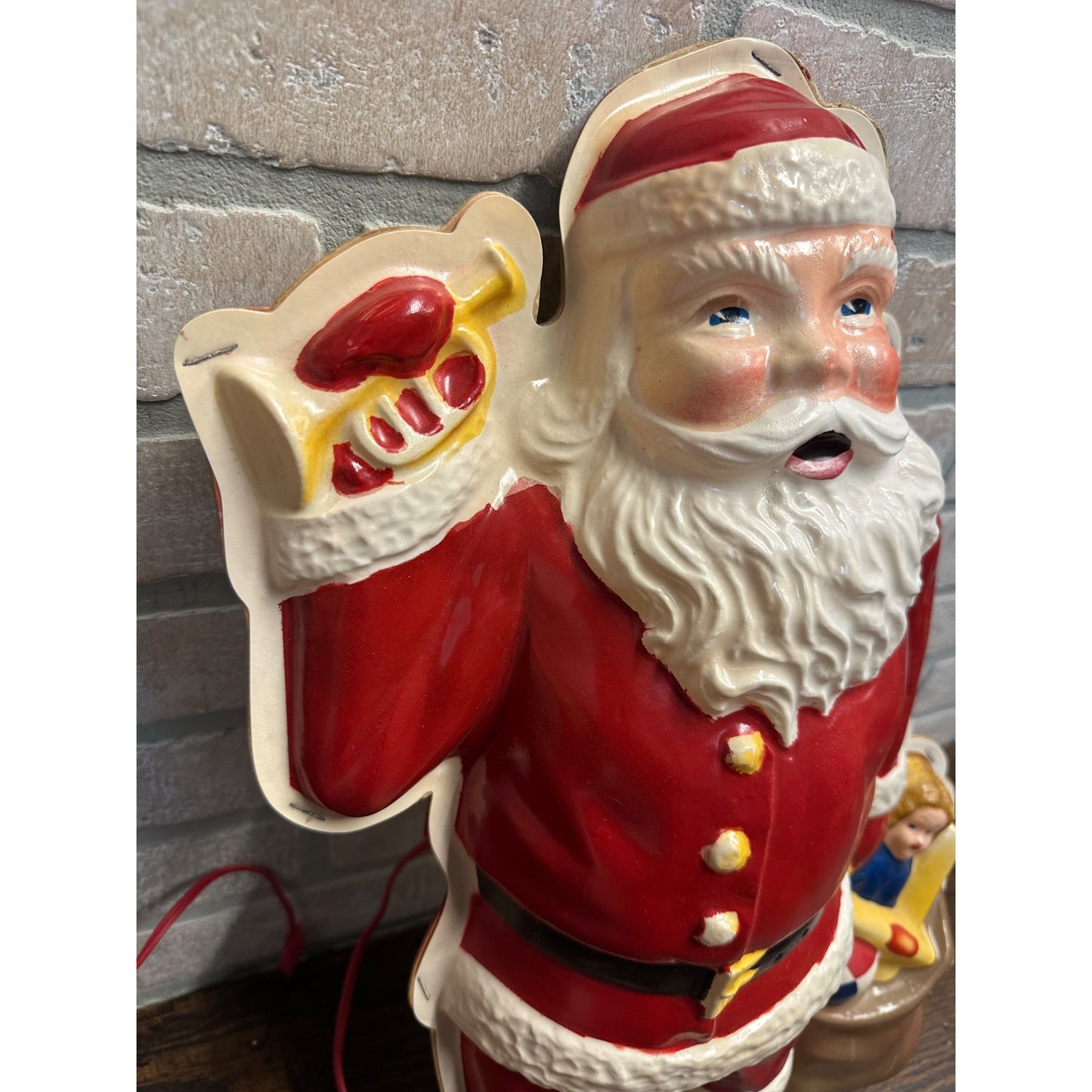 Scarce 19"  Miller Electric Lighted Santa Wall Light Christmas Plastic Blow Mold