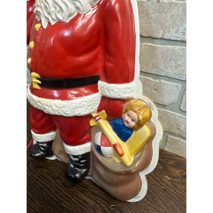 Scarce 19"  Miller Electric Lighted Santa Wall Light Christmas Plastic Blow Mold