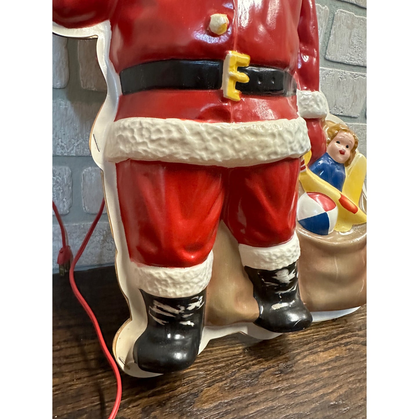 Scarce 19"  Miller Electric Lighted Santa Wall Light Christmas Plastic Blow Mold