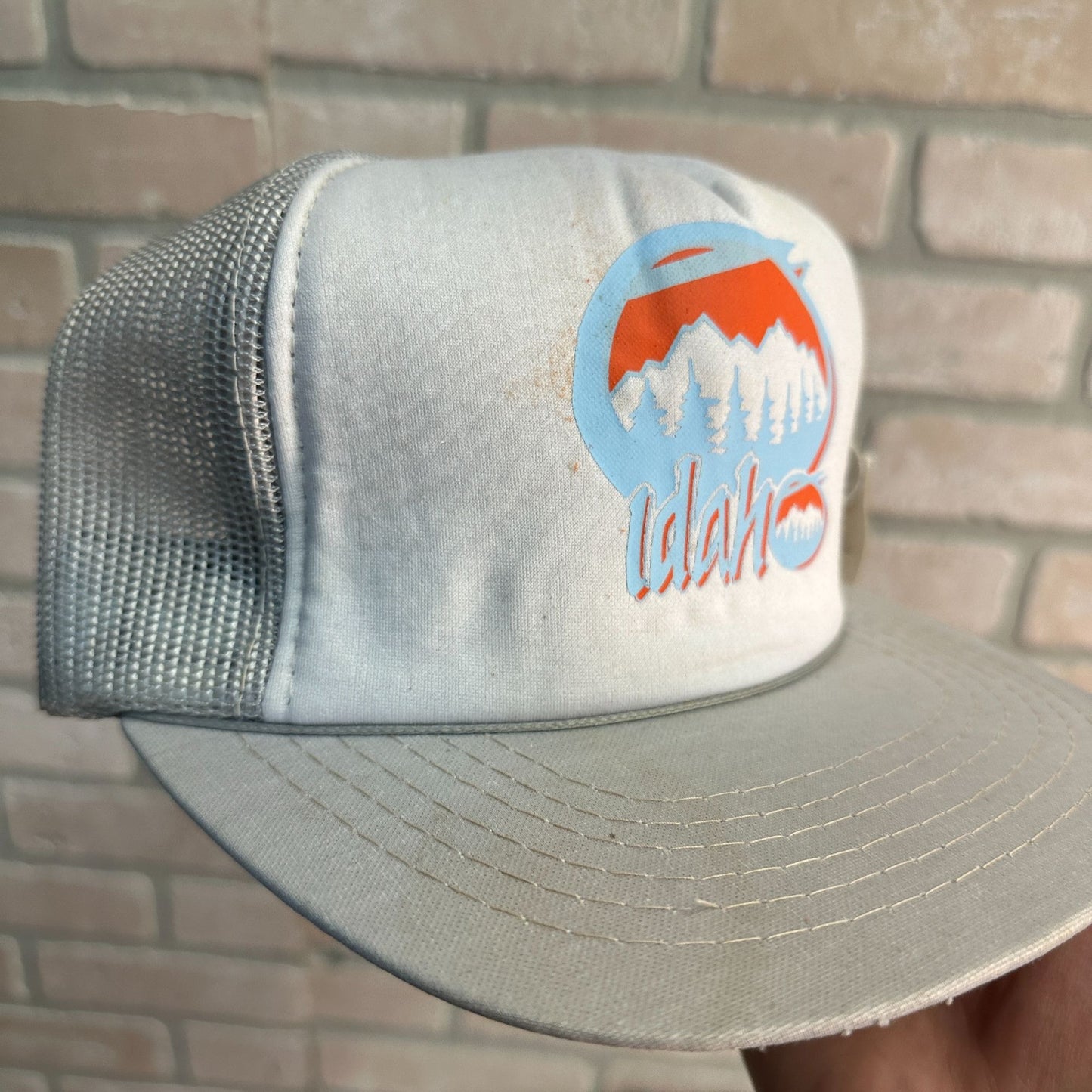 VITNAGE WHITE NOS IDAHO STATE TOURISM HANES MOUNTAINS RETRO SNAPBACK HAT CAP