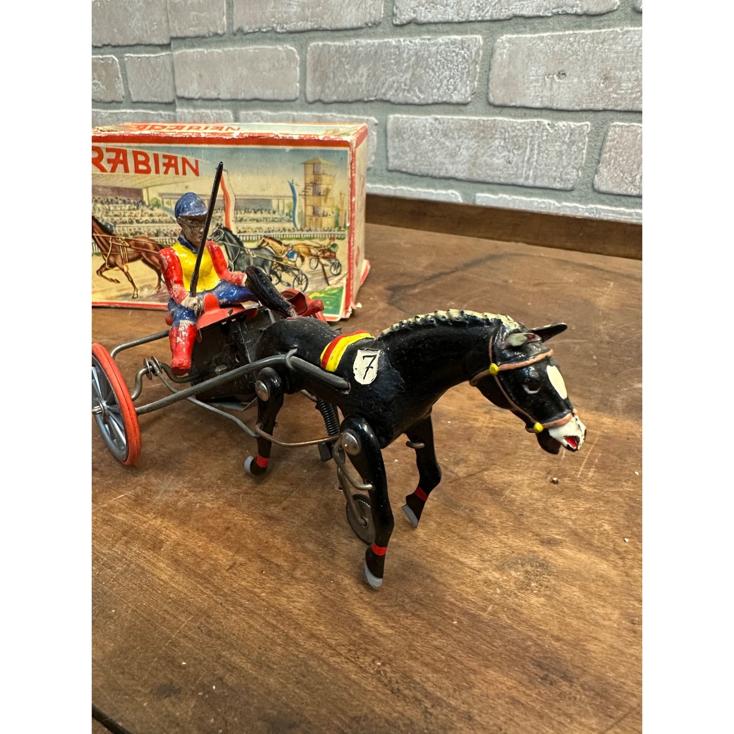 Vintage 1950s Arabian Racing Horse Windup Toy DGM West Germany + Box