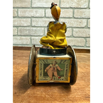 Vintage Lehmann Stubborn Donkey & Cart Circus Clown Windup Tin Litho Toy