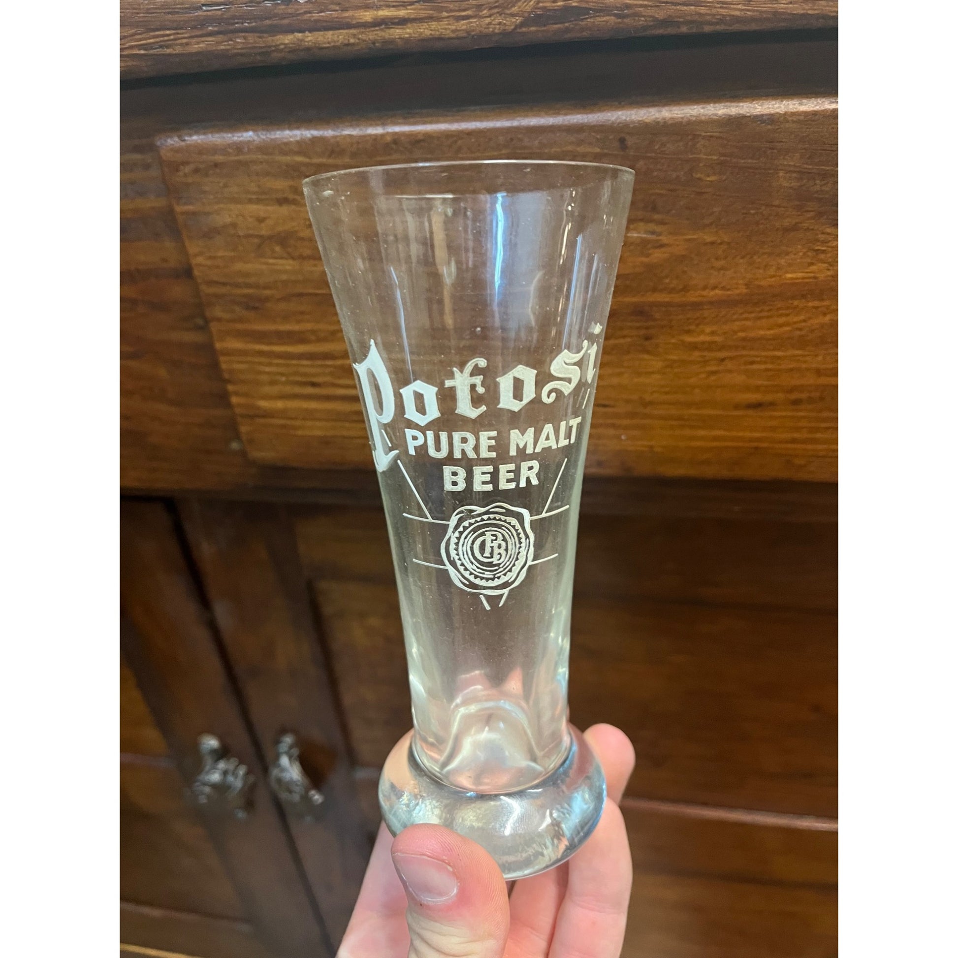 Early Vintage Potosi Pure Malt Beer Glass 8oz Brewing Co. Potosi Wisconsin Wis