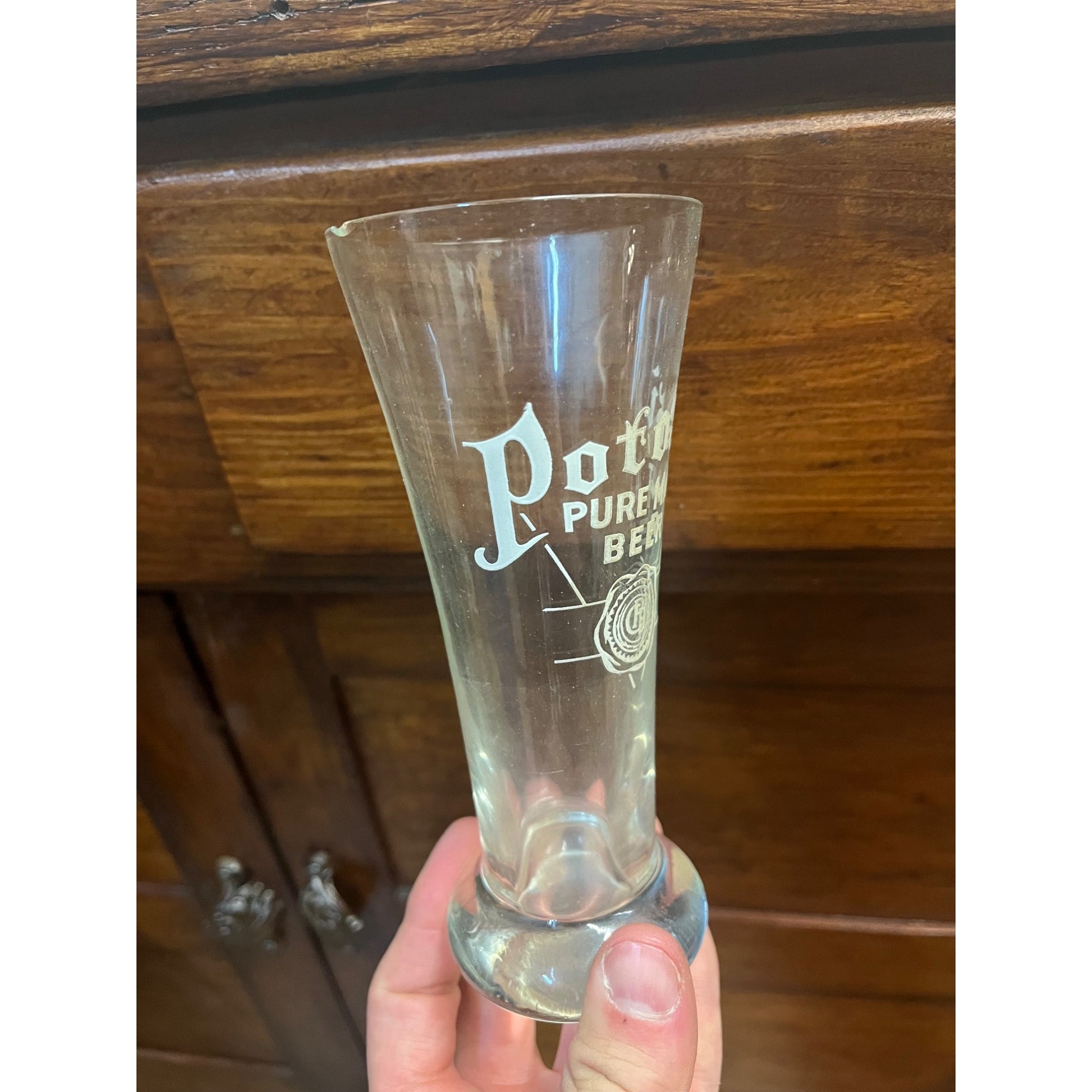 Early Vintage Potosi Pure Malt Beer Glass 8oz Brewing Co. Potosi Wisconsin Wis