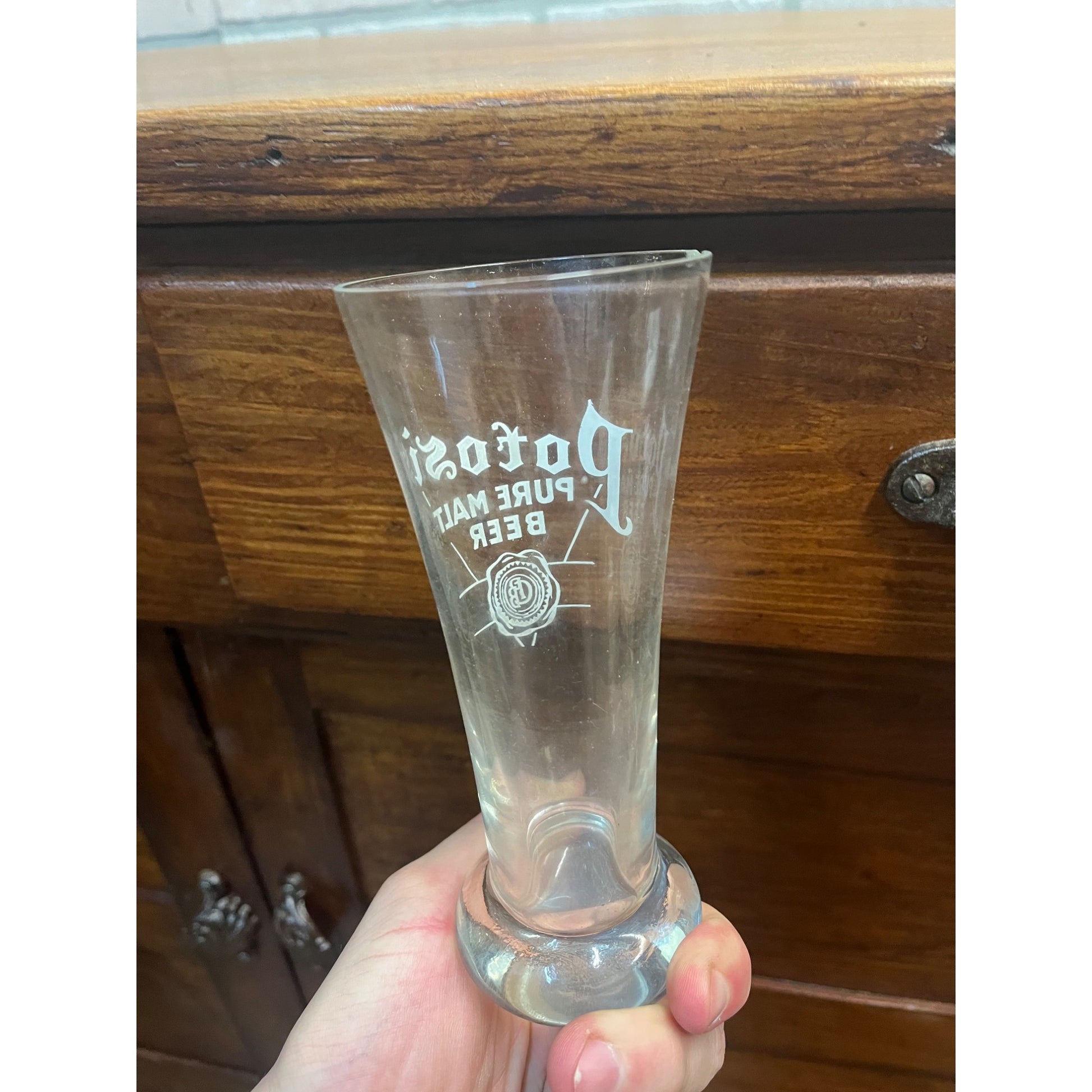 Early Vintage Potosi Pure Malt Beer Glass 8oz Brewing Co. Potosi Wisconsin Wis