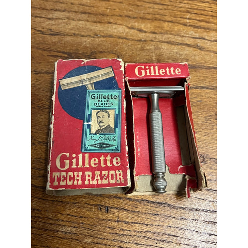 1955 A3 Gillette Ball Tech Double Edge Safety Razor in Original Box & Sleeve