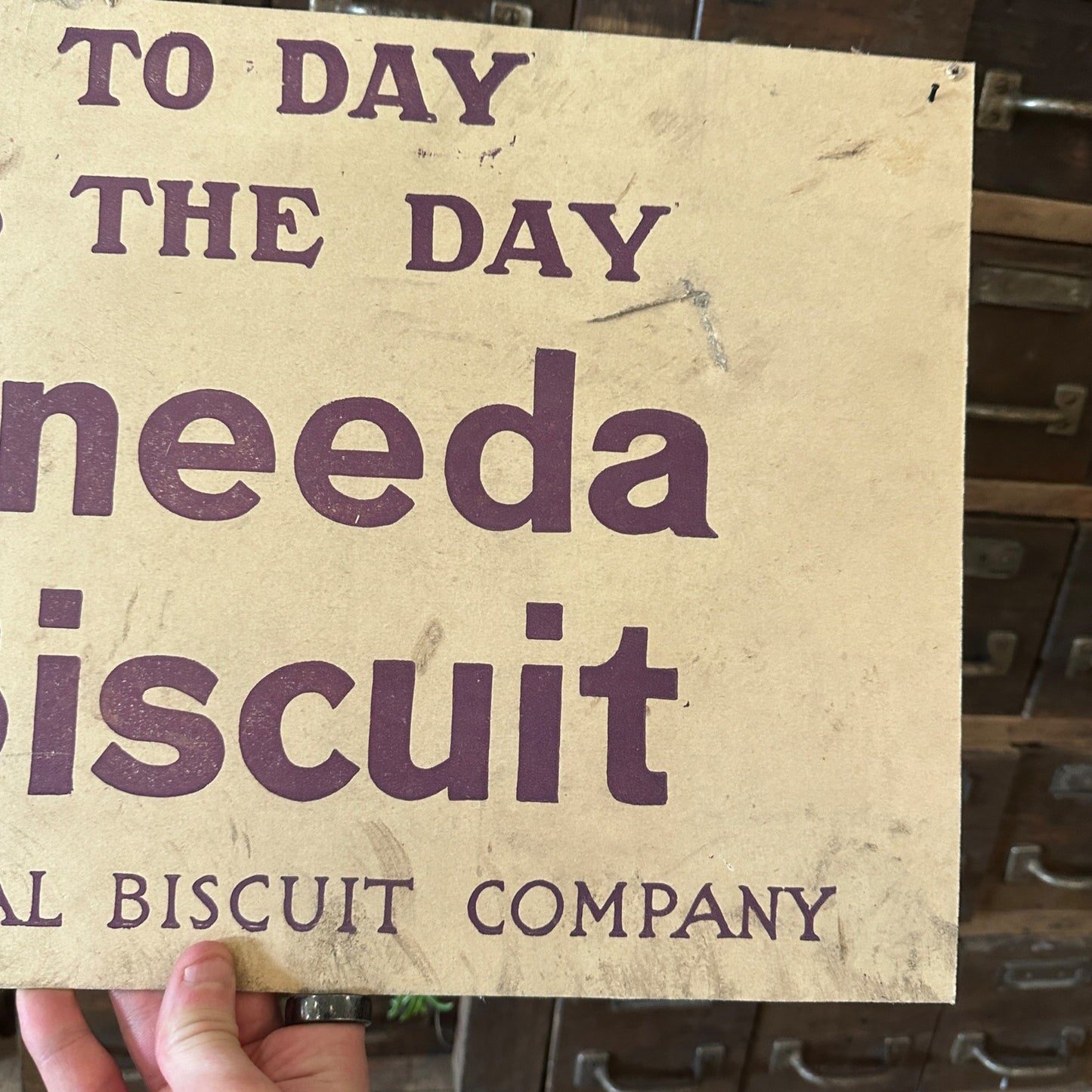 Vintage Uneeda Biscuit Advertising Cardboard Sign General Store Soda Cracker