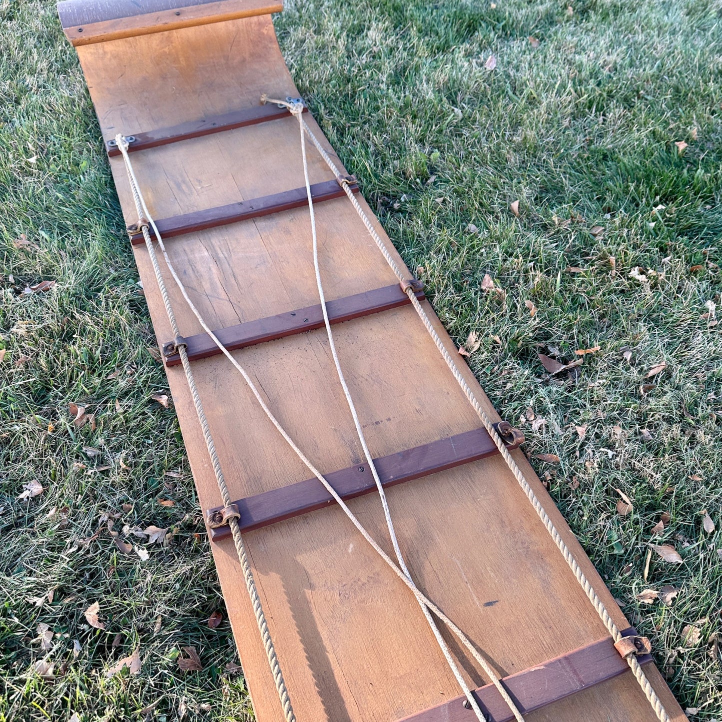 Antique Wooden 6ft Tobbagan Sled Cabin Winter Decor