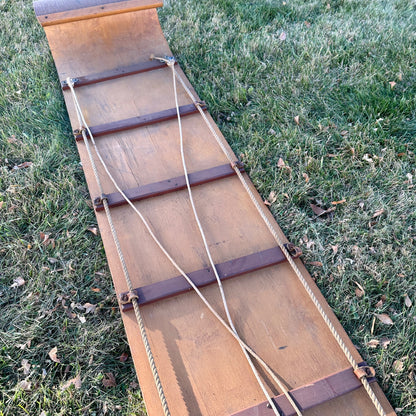 Antique Wooden 6ft Tobbagan Sled Cabin Winter Decor