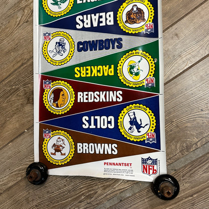 1966 NFL FOOTBALL VINYL MINI PENNANT SET 15 TEAMS OLD LOGOS COMPLETE SHEET UNCUT