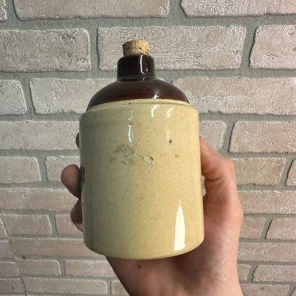 Antique Miniature Stoneware Mercury Jar Bottle Mini Jug Corked Vintage