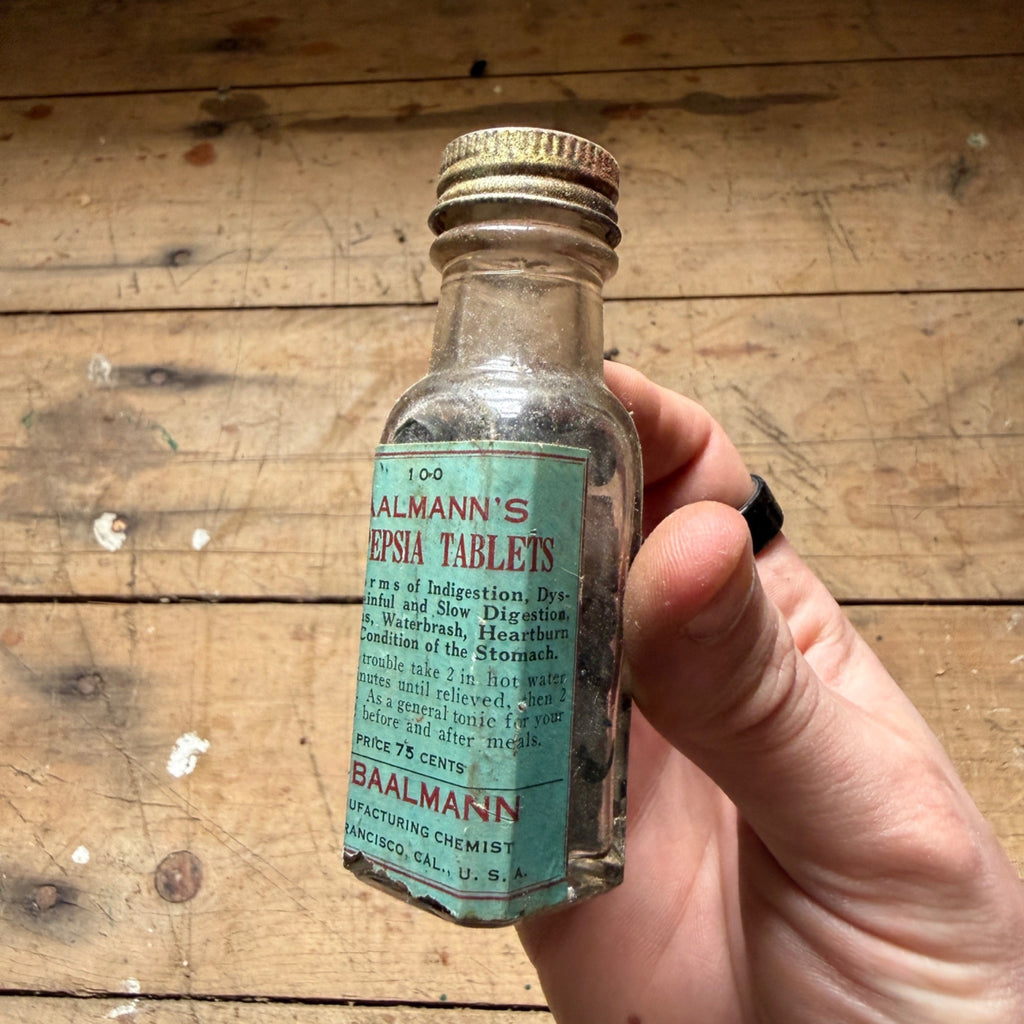 Antique Baalmann Dyspepsia Tablets Drug Store Pharmacy Bottle San Francisco