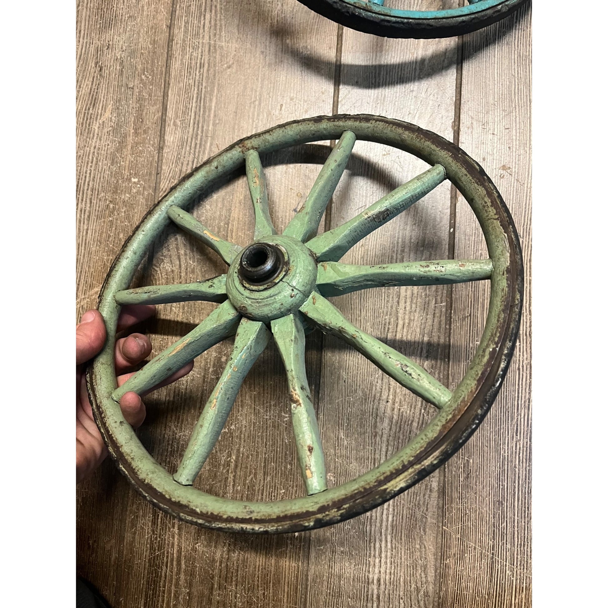 Antique Vintage Wooden Spoke Wagon Goat Cart Pedal Car Buggy Wheels 12" Dia