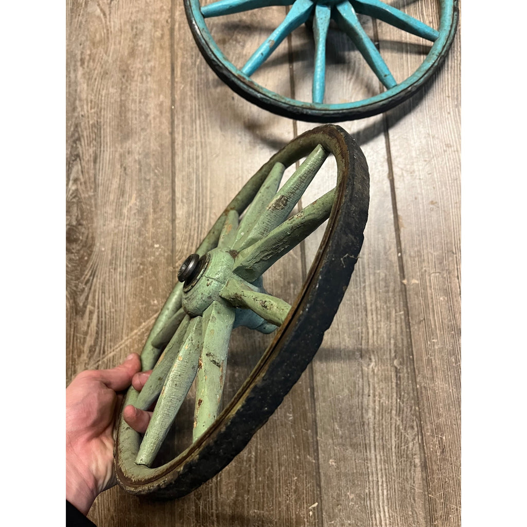 Antique Vintage Wooden Spoke Wagon Goat Cart Pedal Car Buggy Wheels 12" Dia