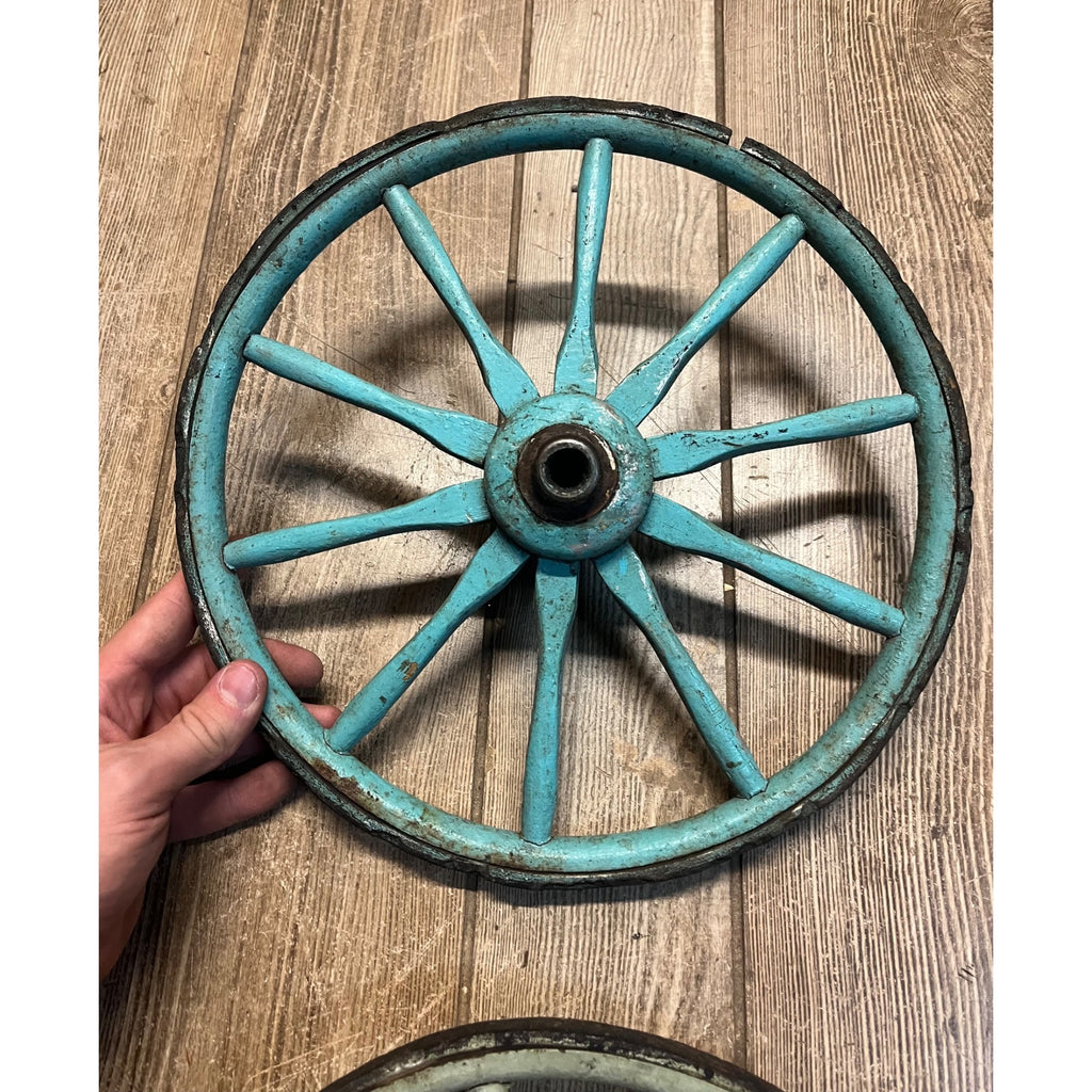 Antique Vintage Wooden Spoke Wagon Goat Cart Pedal Car Buggy Wheels 12" Dia