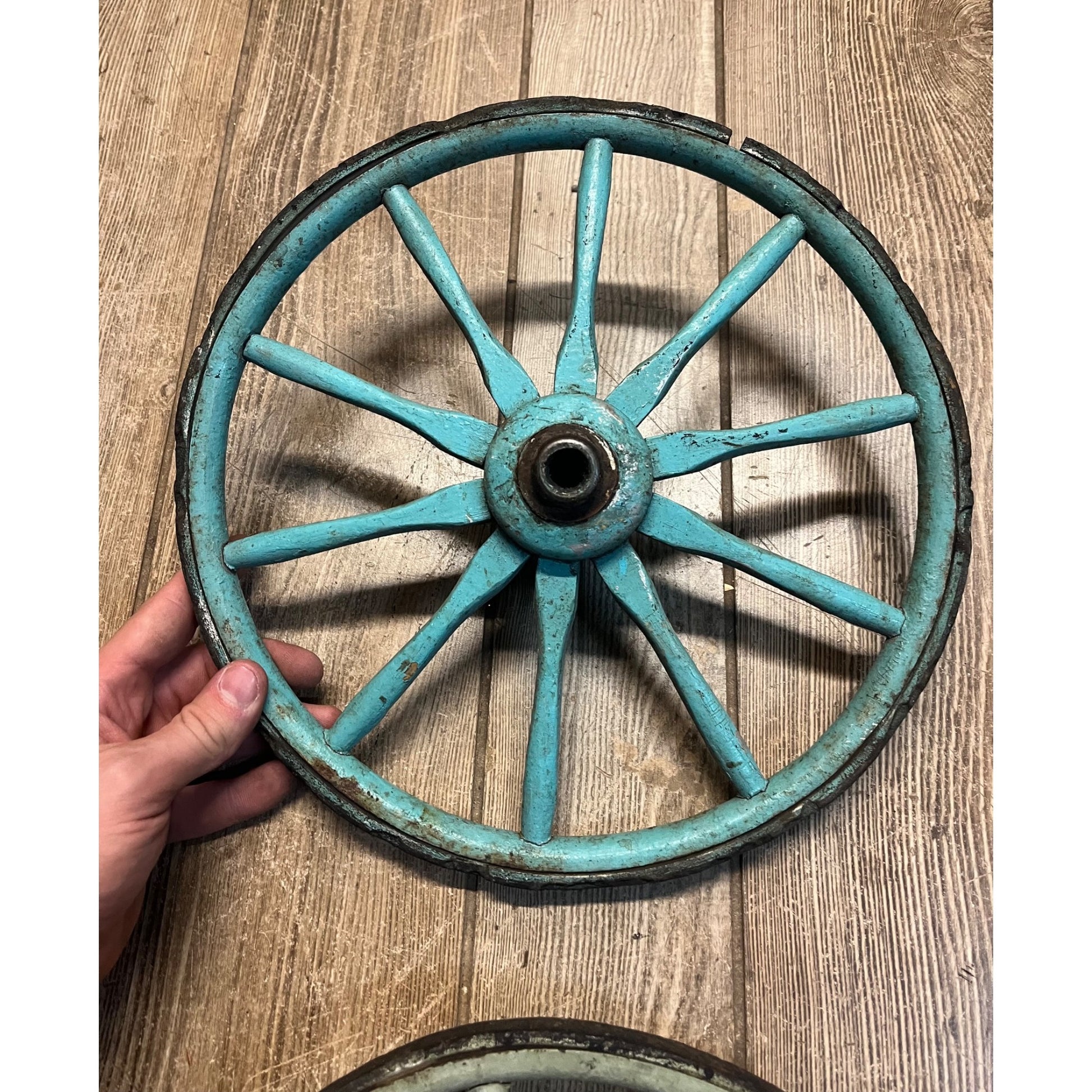 Antique Vintage Wooden Spoke Wagon Goat Cart Pedal Car Buggy Wheels 12" Dia