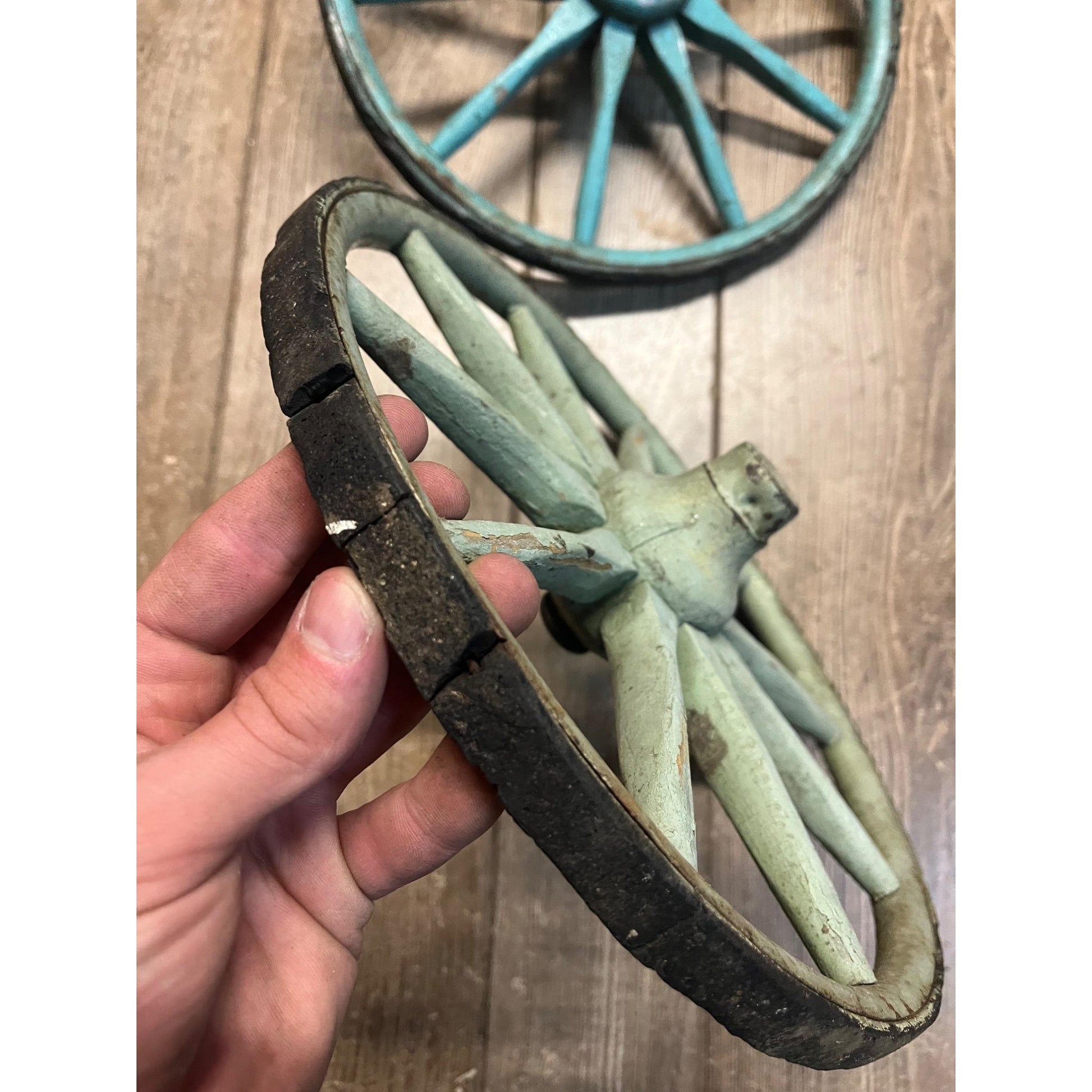 Antique Vintage Wooden Spoke Wagon Goat Cart Pedal Car Buggy Wheels 12" Dia