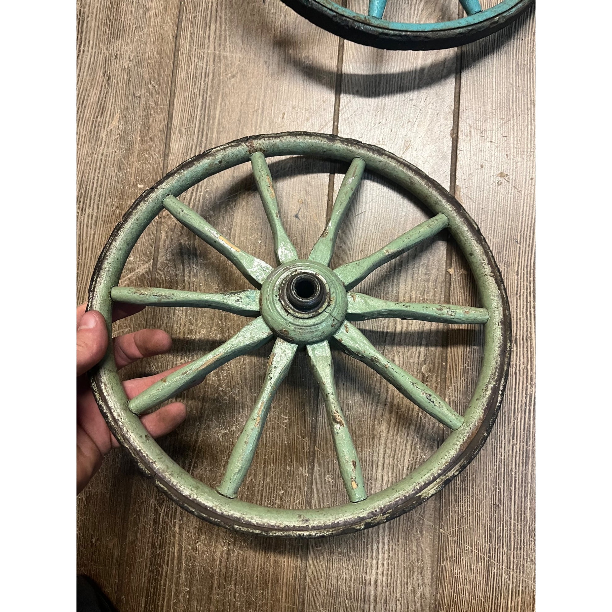 Antique Vintage Wooden Spoke Wagon Goat Cart Pedal Car Buggy Wheels 12" Dia