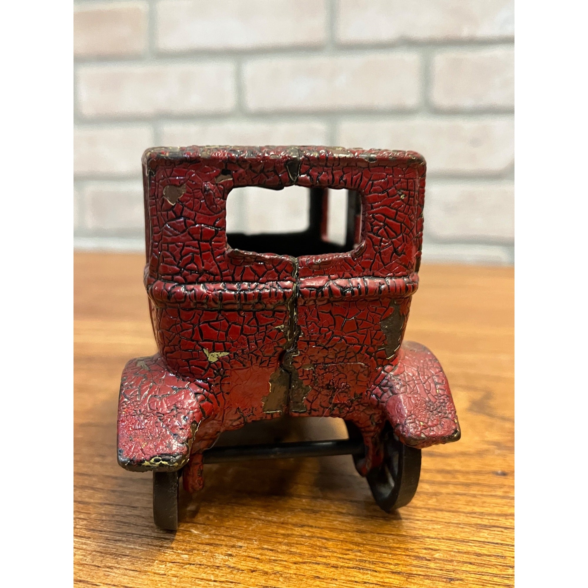 Antique Arcade Cast Iron Ford Model T Automobile 4-Door Red Toy - Read