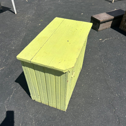 Antique Primitive Wooden Yellow Green Storage Cabinet Cupboard