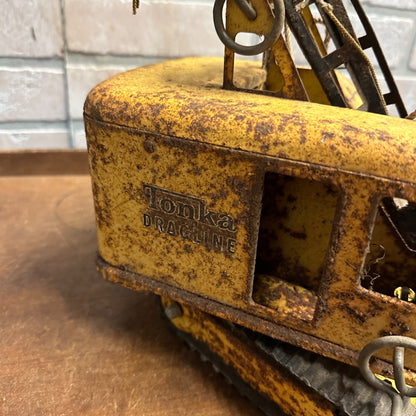 Early Tonka Dragline Vintage Pressed Steel Crane Toy Rusty For Parts Restoration