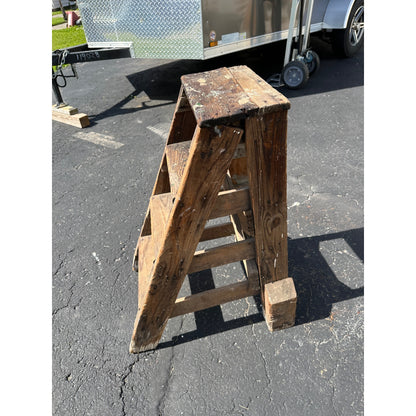 Vintage Wooden Step Stool Ladder Rustic Garden Porch Decor