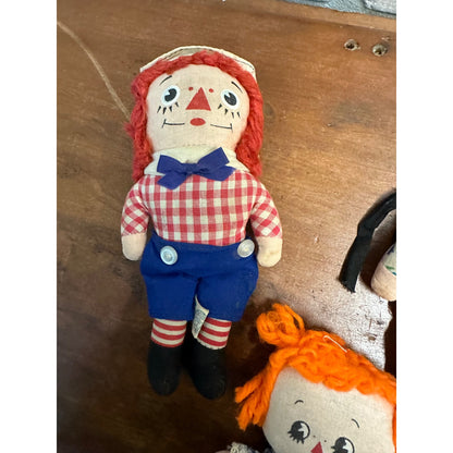 Vintage 1960s Knickerbocker Raggedy Ann + Andy Lot (3) Dolls 6" and 6.5"