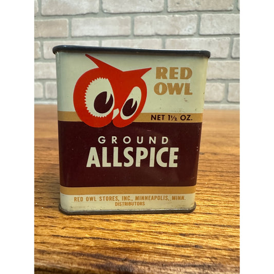 Vintage Red Owl Spice Tin Allspice Red Owl Stores Minneapolis MN Advertising