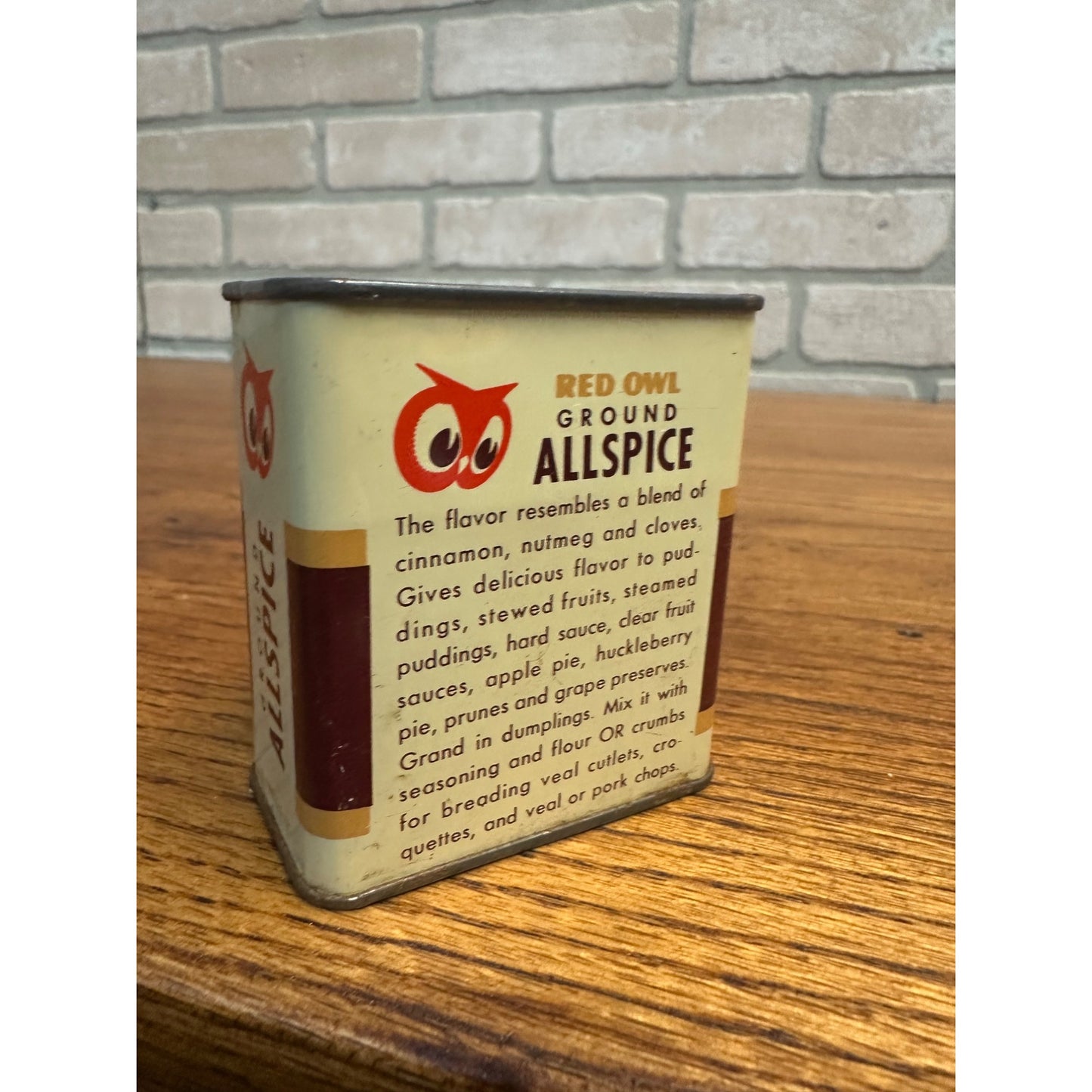 Vintage Red Owl Spice Tin Allspice Red Owl Stores Minneapolis MN Advertising