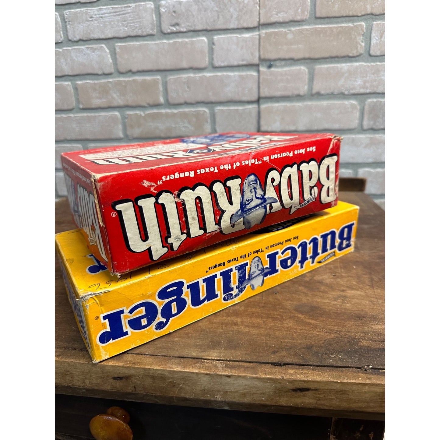 Vintage 1950s Curtiss Baby Ruth & Butterfinger Candy Boxes TV Show Texas Rangers
