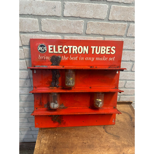 VINTAGE RCA ELECTRON TUBES STORE DISPLAY RACK ADVERTISING VACUUM AMP