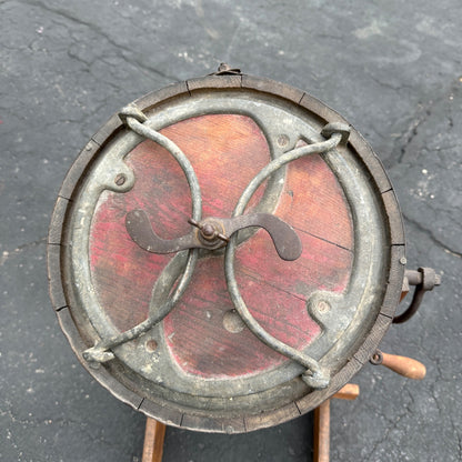 Antique Wooden Butter Churn on Stand No 0. Primitive Dairy Rustic Decor