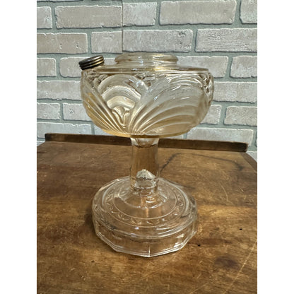 ANTIQUE VINTAGE ALADDIN OIL LAMP WASHINGTON DRAPE CLEAR GLASS PEDESTAL BASE