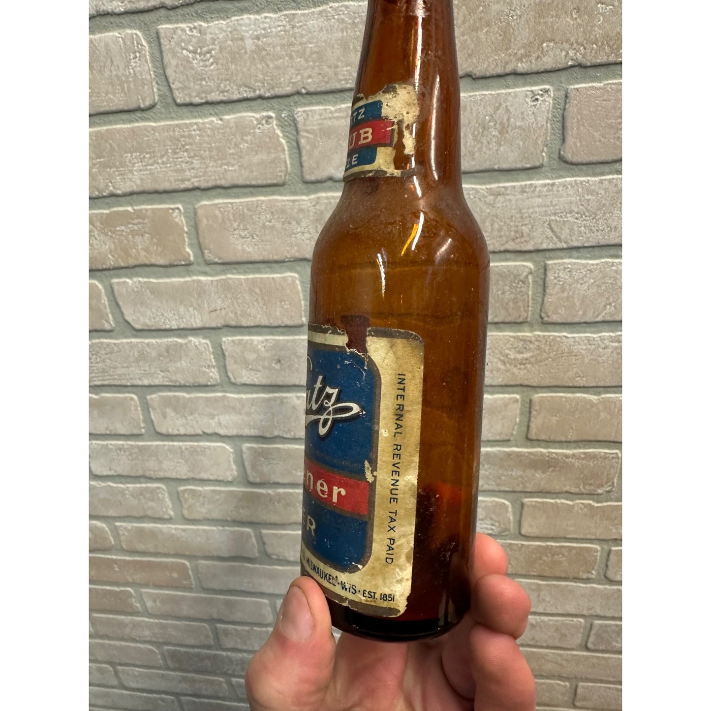 Vintage 1940s Blatz Pilsner Beer Bottle w/ Paper Label IRTP Club Size