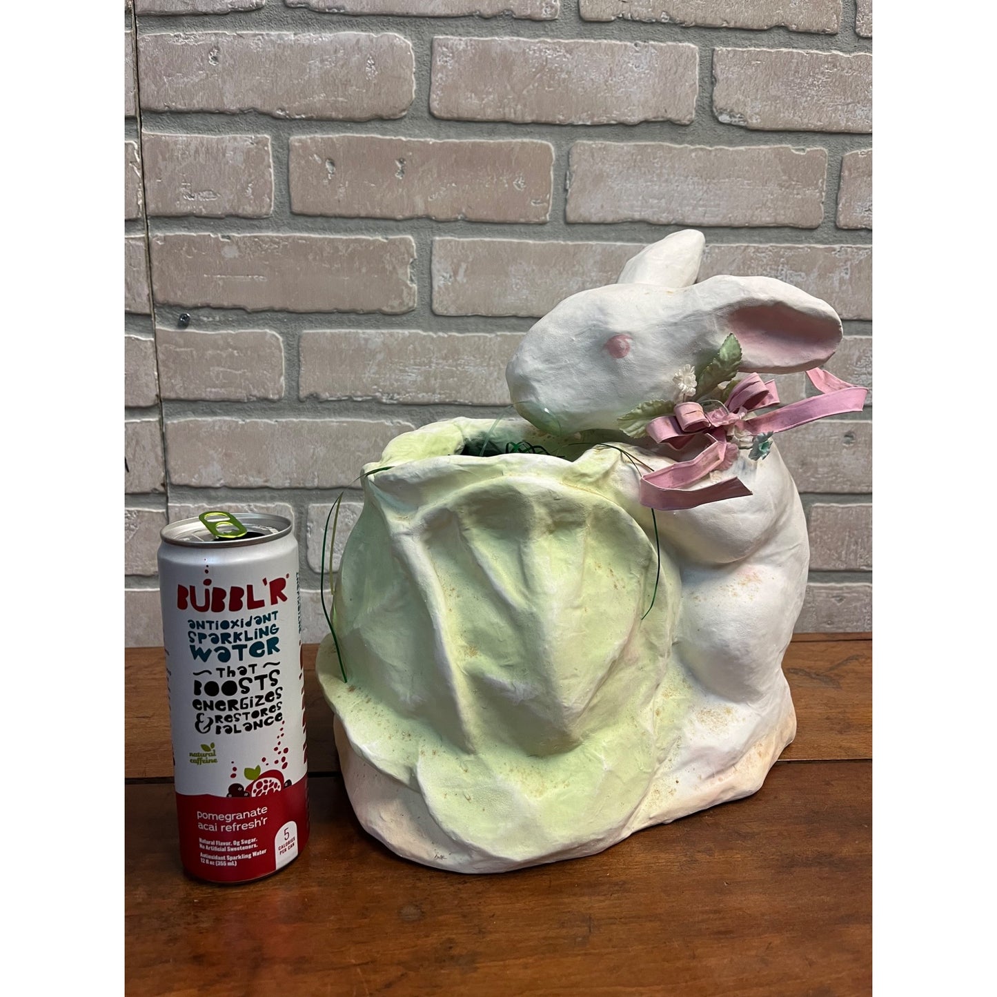 RARE Vintage Easter Bunny Store Display Paper Mache Pulp Candy Container Large 12"