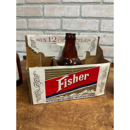 Vintage 1950s Fisher Light Beer 6-Pack Carrier w/ Bottles Salt Lake UT