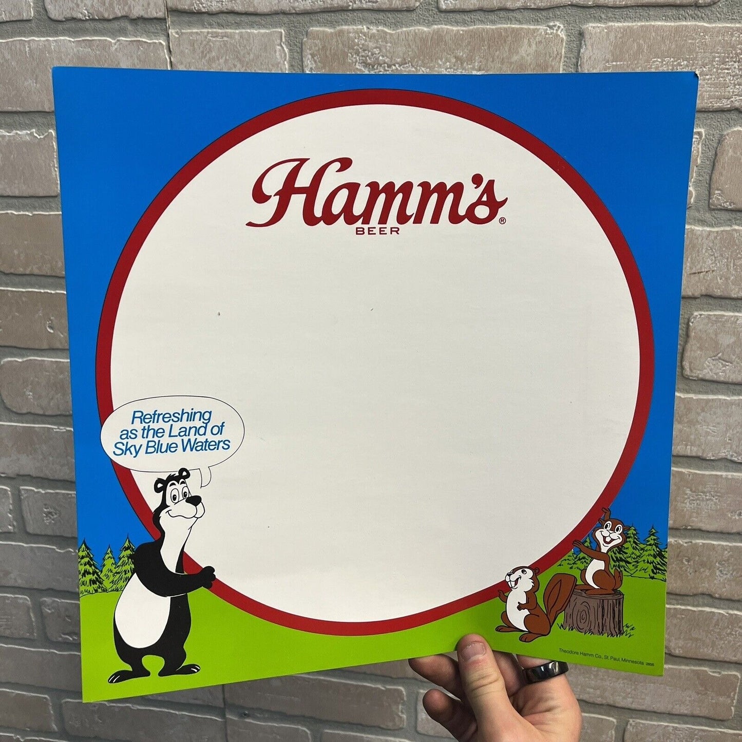 Vintage Hamm's Beer Bear Unused Store Pricer Paper Sign Poster Advertising
