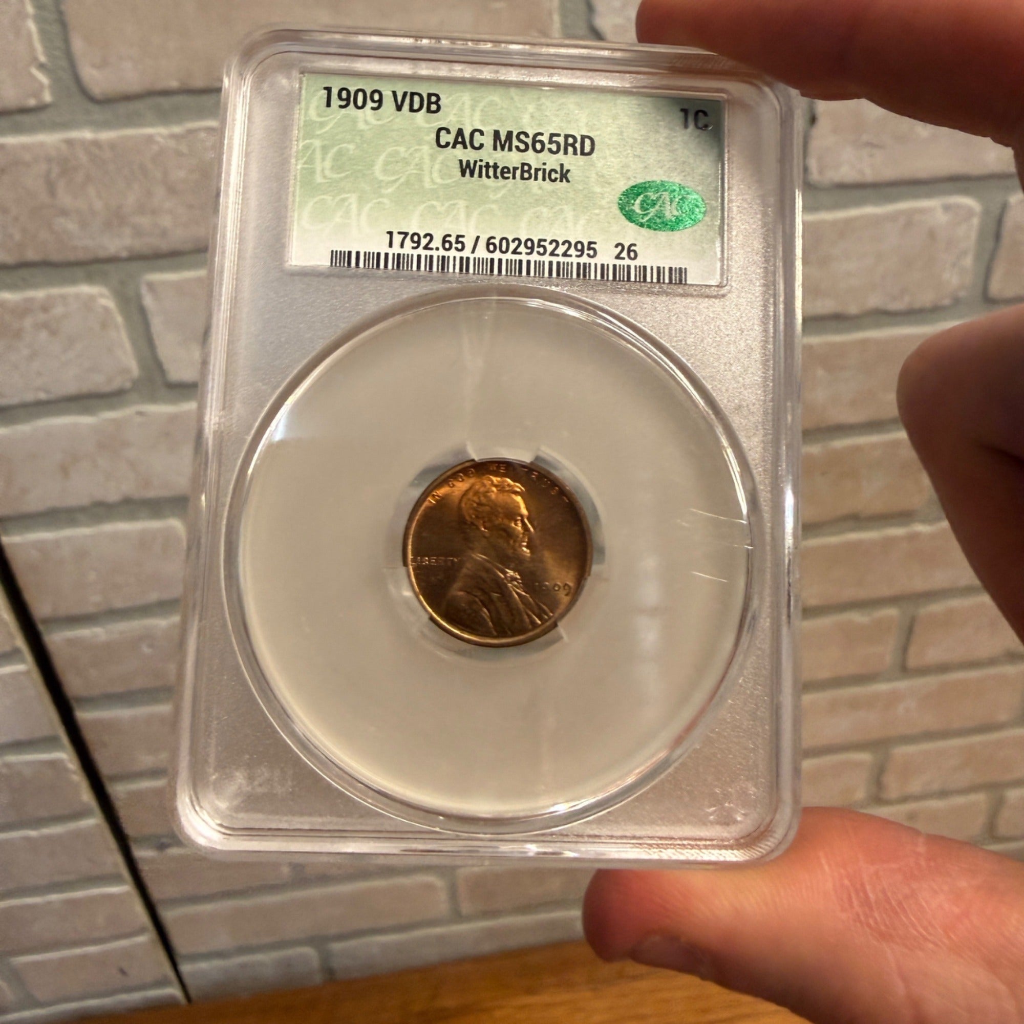 1909 VDB 1C CAC MS65RD - Lincoln Cent (Wheat Reverse) - Popular VDB Witterbrick