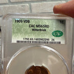 1909 VDB 1C CAC MS65RD - Lincoln Cent (Wheat Reverse) - Popular VDB Witterbrick