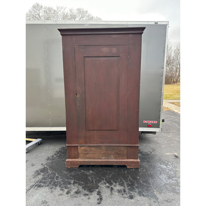 Antique Primitive Tall Wooden Wardrobe Armoire Cabinet Original Paint