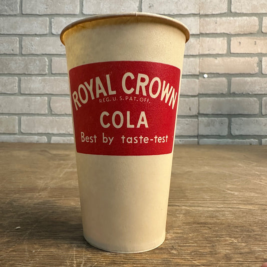 Hard to Find Royal Crown Cola Tall Taste-test Paper Wax Soda Cup Lily 5"