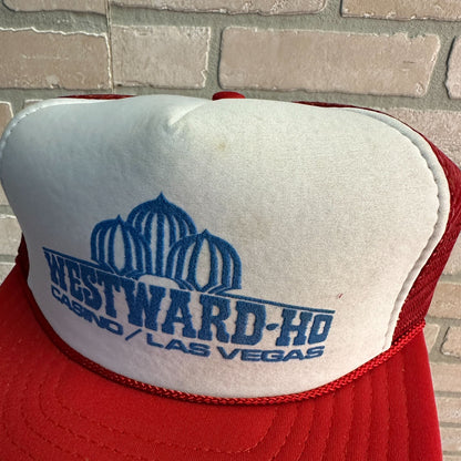 VINTAGE WESTWARD HO CASINO LAS VEGAS TRUCKERS HAT RED WHITE