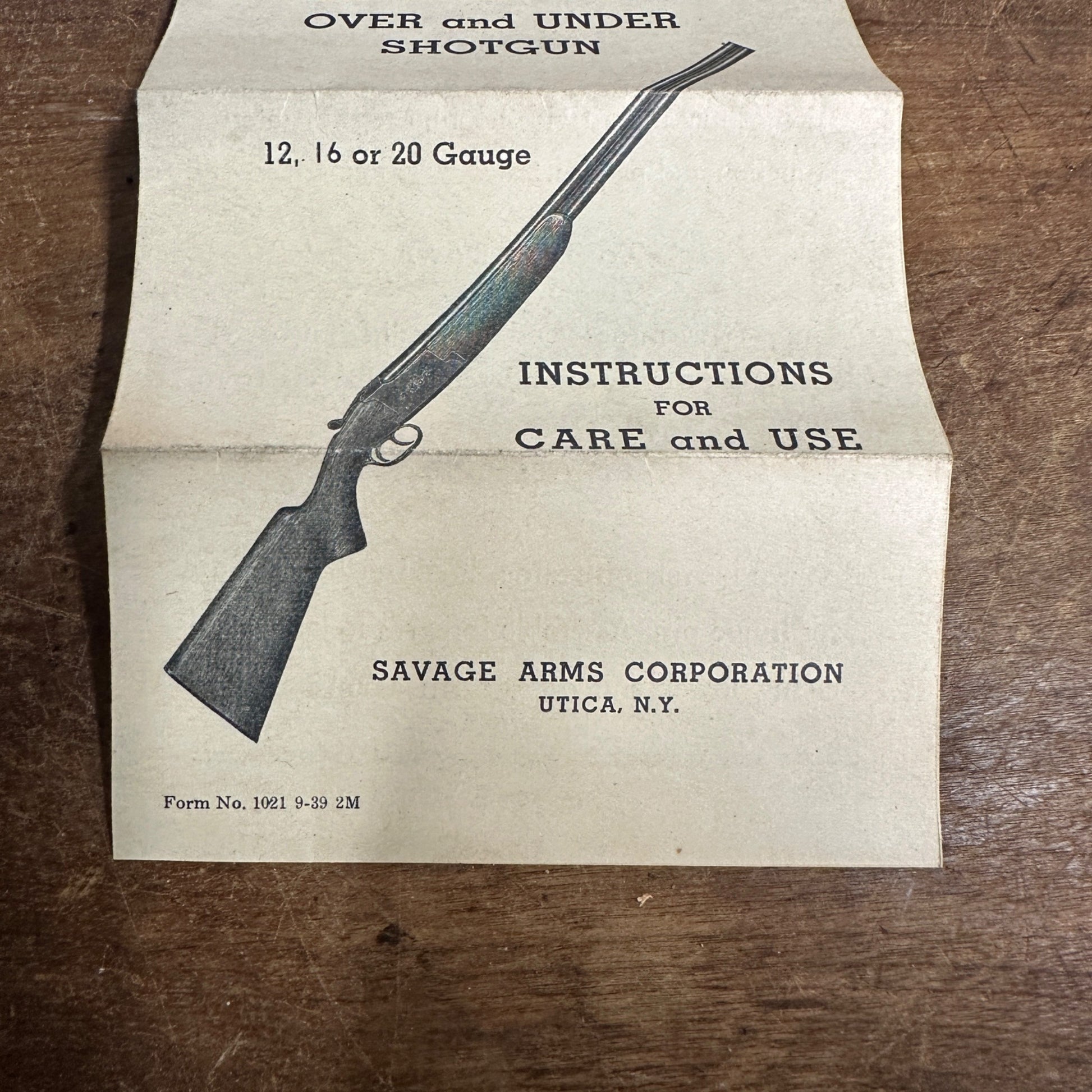 Vintage 1939 Savage Arms Corp. Over & Under Shotgun Instruction Manual Brochure