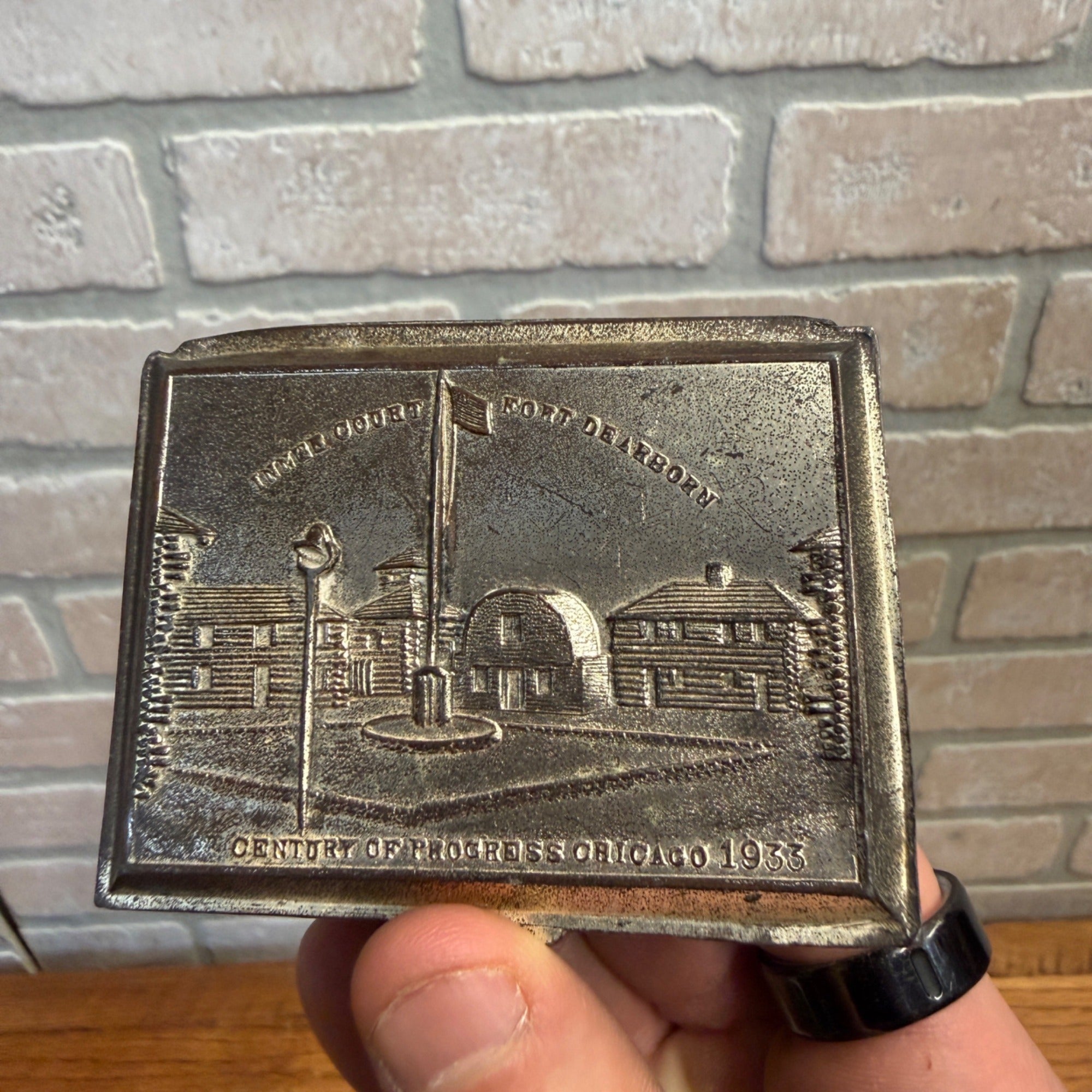 Chicago Worlds Fair 1933 A Century of Progress Trinket Box Fort Dearborn