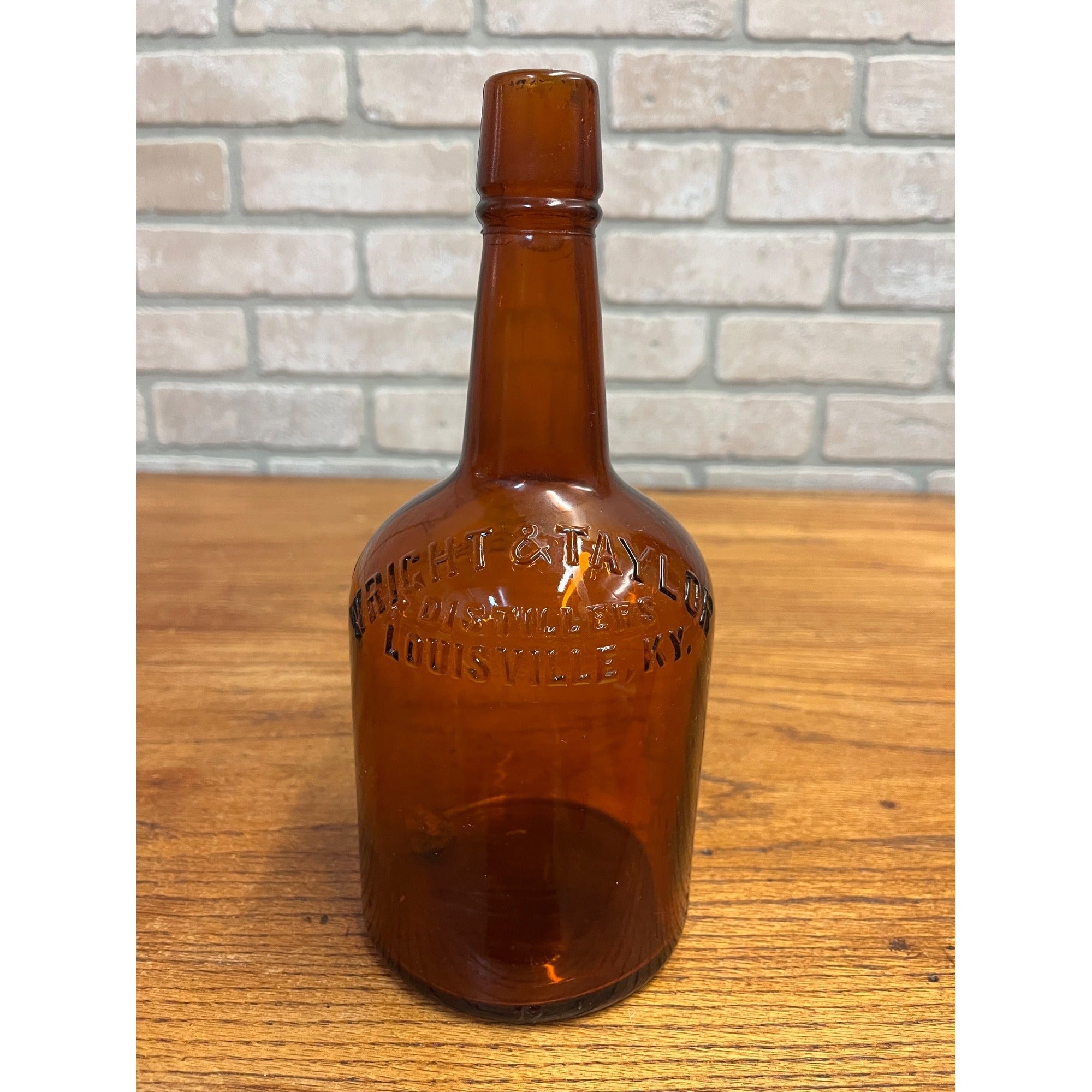 Antique Amber Glass Whiskey Bottle From Wright & Taylor Distillers Early 1900s