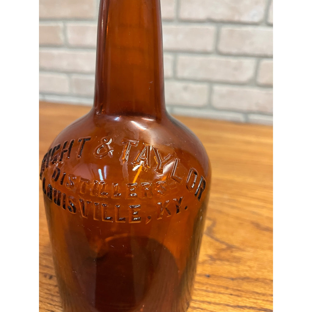 Antique Amber Glass Whiskey Bottle From Wright & Taylor Distillers Early 1900s