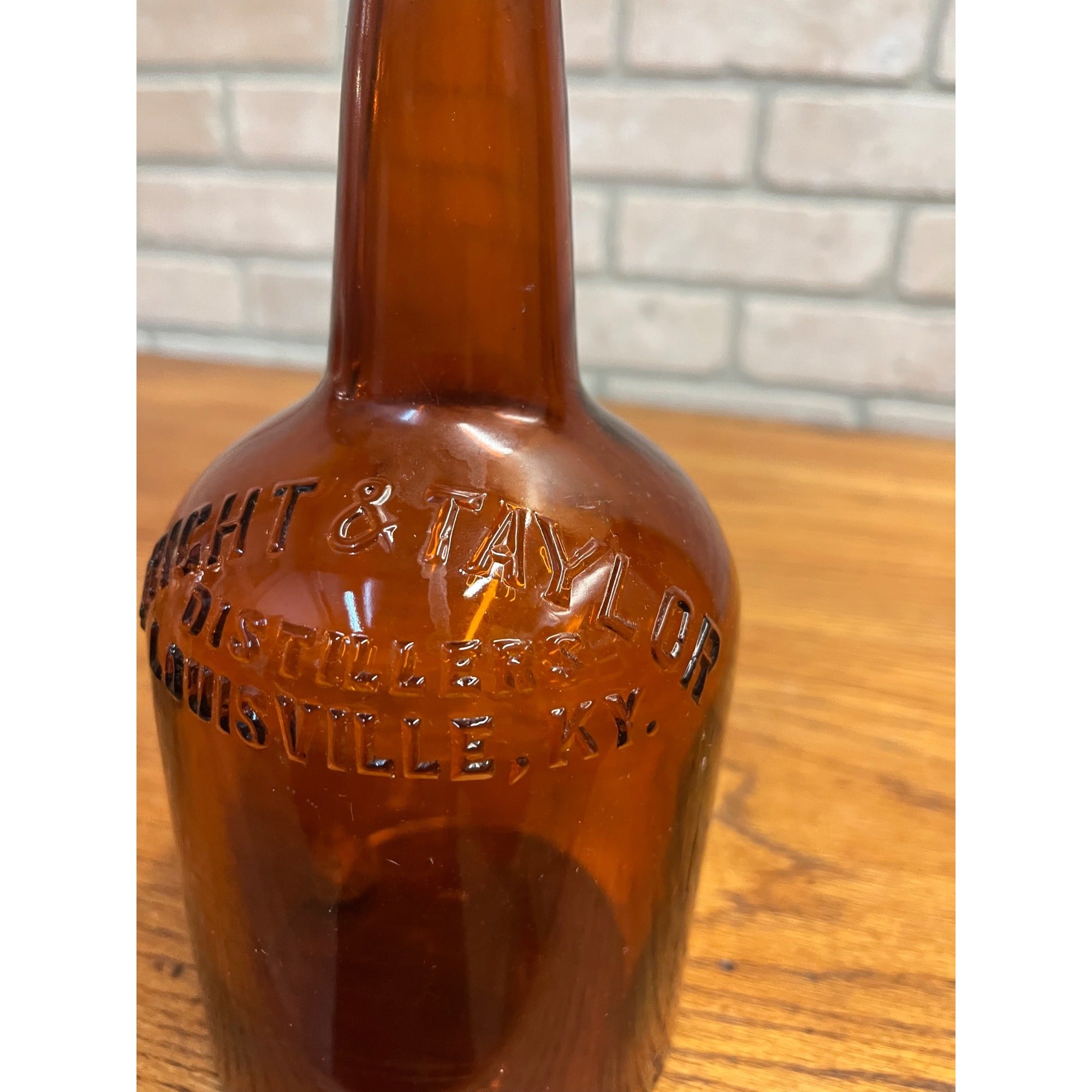 Antique Amber Glass Whiskey Bottle From Wright & Taylor Distillers Early 1900s