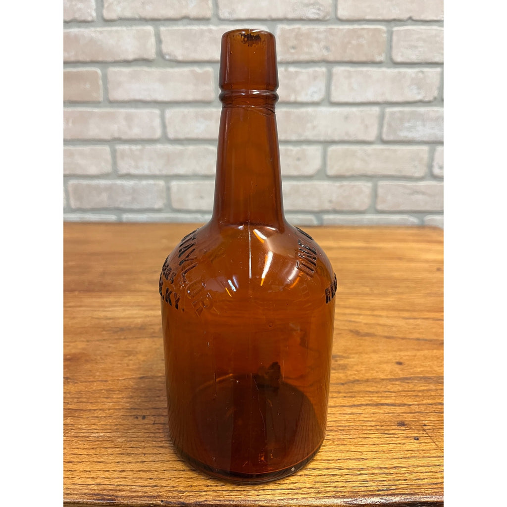 Antique Amber Glass Whiskey Bottle From Wright & Taylor Distillers Early 1900s