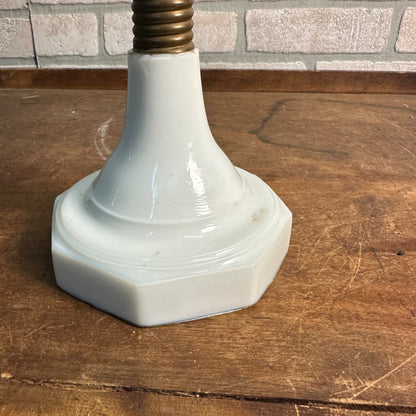 Antique EAPG Civil War Era Oil Lamp 12" Pedestal Milk Glass Base