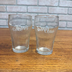 Pair Vintage Drink Coca Cola Enjoy Coke Soda Fountain Glass Advertising